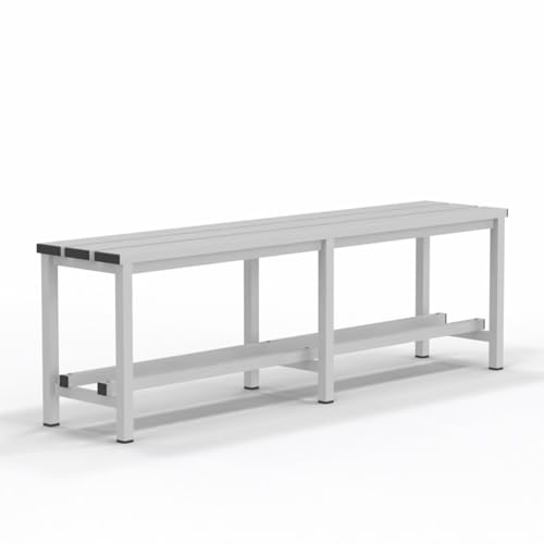 Spacio Banco Metálico Norrköping Estilo nórdico para Uso Profesional o en hogar, para vestuarios, habitación, decoración Incluso Exterior. Bancada para Personas en Acero Blanco. (1,5 Metros)