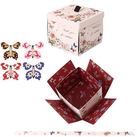 Explodierende Schmetterling Geburtstagsbox, Explosive Geschenk Papierboxen, Überraschung Geburtstag Explodierende Boxen, Schmetterling Geschenkboxen, Papier Explosive Geburtstagsbox für Valentinstag