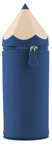 Lvjkes Silikon Federmäppchen, Mäppchen und Stiftköcher 2 in 1 Skalierbar, Der Boden kann adsorbiert Werden, Langlebig und leicht zu reinigen, Für Kinder, Damen,Herren,Teenager (Dunkelblau)