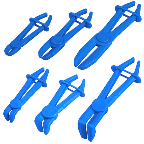 6-teiliges Schlauchklemmenzangen Set in 3 Größen, Schlauchschellen Zange und Schlauch Abklemmzange für Kraftstoffschläuche, Kühlschläuche, Bremsschläuche, Autoschläuche – Ideal für KFZ Wartung-Blau