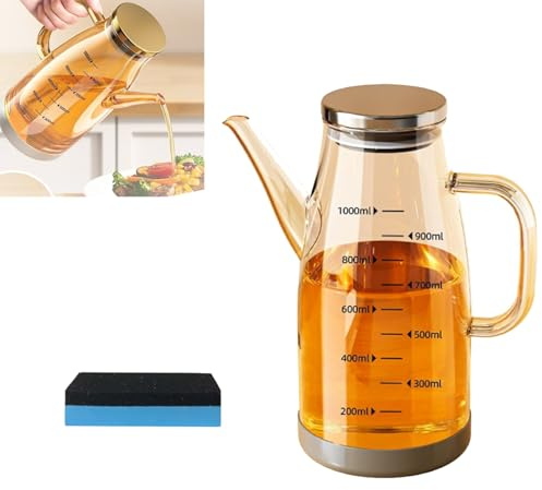 Generic Oil Dispenser Bottle with Drip-Free Spout, 800ML Glass, for Cooking, Home Kitchens, Dining Tables, Garden Barbecues, Commercial Kitchens