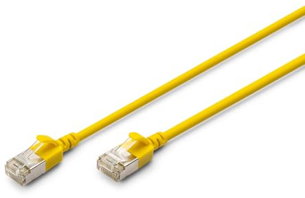 DIGITUS LAN Kabel Cat 6A – 0,3 m – Slim – F/FTP Geschirmt – Gelb | 10 Gbit/s – PoE+ – AWG 32/7 – LSZH – RJ45 Netzwerkkabel Patchkabel – Kompatibel zu Cat 6 und Cat 7