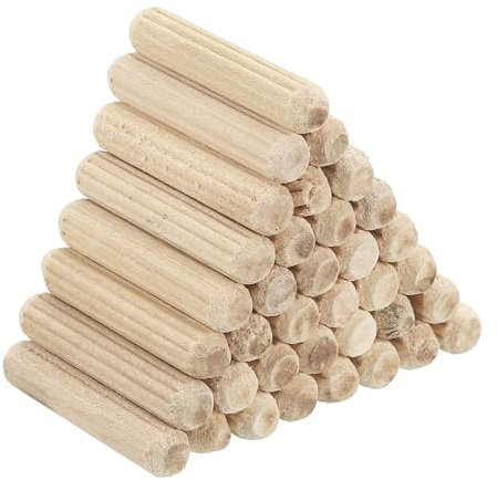 PATIKIL 120 Stück 5 x 35mm Holzdübel Set, Riffelholzdübel Holzstifte Dübel Set Gerillte Holzübelstifte Dübel Holz mit Rillen für Zimmerei Möbel Tür Kunsthandwerk Projekte