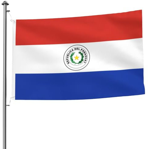 Bandera de Paraguay de doble cara de 5 x 8 pies, pancarta resistente para exteriores y jardín, perfecta para decoración de interiores y exteriores