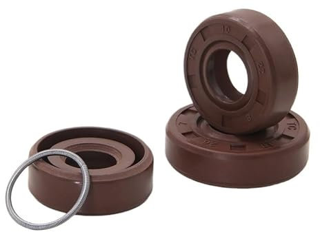 Sello de aceite de doble labio, Paquete de 5 retenes de aceite de eje de doble labio FKM flúor, color marrón, varios tamaños(10x22x8mm)