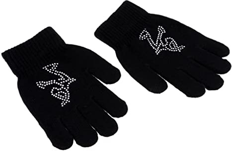 Geardeangloow Eislaufhandschuhe für Mädchen, Damen, Kinder, magischer Stretch-Handschuh, weiße Blume, Größe S, weiße Schneeblume