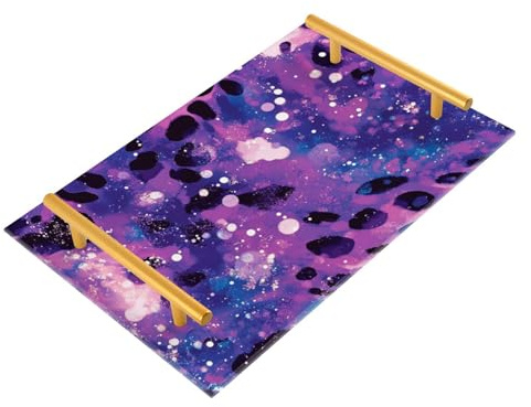 Dreamy - Bandejas decorativas para sofá con estampado de leopardo con asas para comer, joyas, perfumes, para servir modernas charola para comida