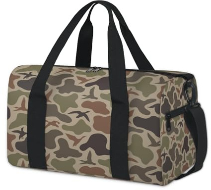 Swinessia Gym Bag for Boys Girls Duck Camouflage Vintage Waterproof Foldable Gymnastics Sports Dance Duffle Bag for Travel Picnic Camping Weekend Overnight