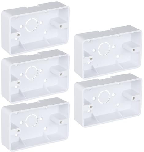 UKCOCO 5-Pack Wall Mounted Junction Boxes 4.72X2.87X1.37 Inch Electrical Surface Mount Outlet Boxes Plastic Case for Home Low Voltage Power Installation