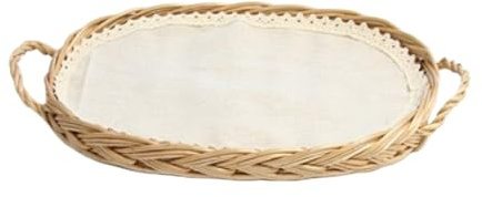 cesto di erbe tessuto da tavolo, cesto di frutta, Vassoio in vimini intrecciato binaurale for frutta secca, cestino for la conservazione degli alimenti, rotondo, ovale, in legno(Oval)