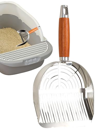 Pala de arena para gatos para arenero - Cuchara colador de acero inoxidable para arena para gatos - Para arena para gatos - Para limpiar olores para mascotas en interiores para hombres y mujeres