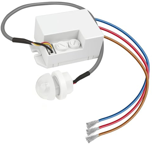 Mini Sensor de Movimiento, Miniatura Interruptor de Sensor 360° Ángulo de Detección 6 Metros Alcance con Sensor Crepuscular para Pasillo Escalera Garaje IP20 Instalación Interior 85-265V
