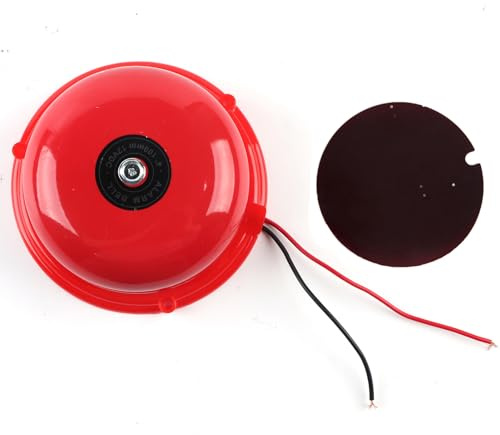 Qudinip Campanello di Allarme Antincendio, 4 Pollici 100dB Campanello Elettrico Ad Alimentazione Esterna Forte Bobina Elettromagnetica in Rame, Campanello di Allarme Antincendio in (12V)