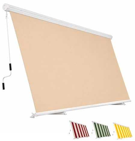 Paluplus Tenda da Sole a Caduta Cassonata, Misura 300x250 cm, con Cassone di protezione e Braccetti Fermatenda, Telo Resistente 280 g/m², per Balcone e Terrazzo -5403F -9,3 (Beige)