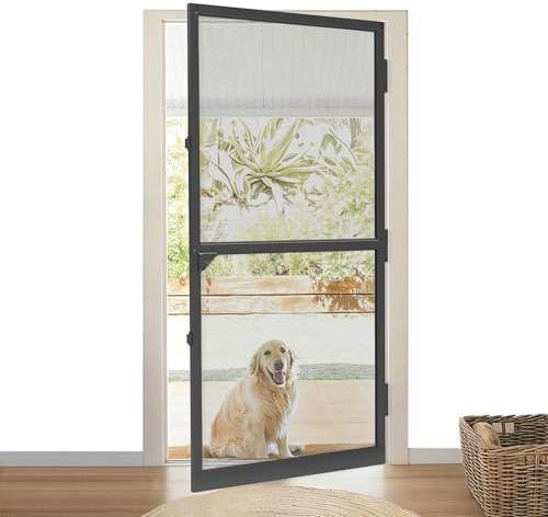 TATIVALO Fliegengittertür 120x240cm Alurahmen Schwarz Insektenschutz Tür