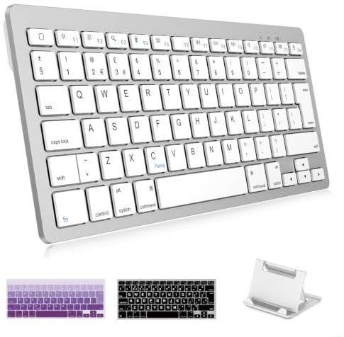 OMOTON Upgraded Rechargeable Wireless Keyboard for iPad, Portable Size | Compact Bluetooth iPad Keyboard with UK Layout | 2 Key Stickers| 5-Angle Stand | Works with iPad A16 11th, 10th, Pro, Air