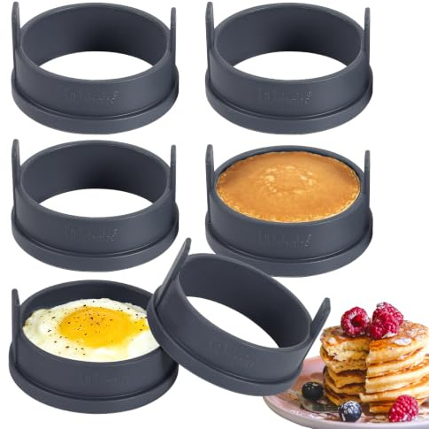 webake Silicone Egg Rings for Frying 6 Pcs 8cm Fried Egg Mould | Pancake Mould Silicone Eggs Rings Non Stick Frying Egg Moulds for Fried Eggs, Muffins, Pancake, Crumpet