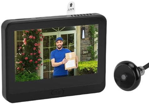 Wakects Videocitofono Digitale con Fotocamera Spia, Spioncino WiFi 1080P 4.3 Pollici LCD, Rilevamento PIR Visione Notturna Batteria 5000mAh per Sicurezza Porta D'ingresso