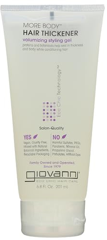 GIOVANNI More Body Hair Thickener - Volumizing Styling Gel, Plumps Hair, Seals Split Ends, Adds Shine, Paraben-Free, Color Safe, Infused with Natural Botanical Ingredients - 6.8 oz