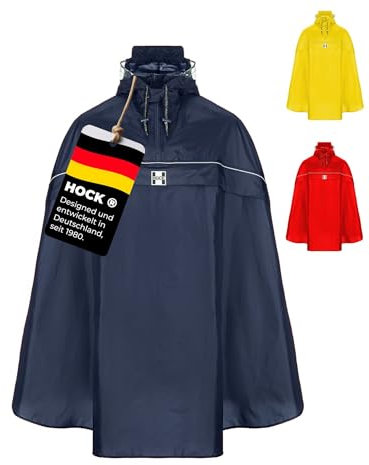 HOCK Fahrrad Regenponcho mit Kapuze inkl. Sichtfenster - Fahrradponcho Wasserdicht mit Reflektoren - Herren Damen Regenschutz - optimales Regencape zum Mitnehmen für alle Biker - Blau - XXL