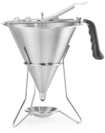 HENDI Fondanttrichter, mit drei verschiedenen Düsen, Ergonomischer Griff, Dosieren, Dekorieren, Geschirrspülmaschinengeeignet, 1,5L, 270x195x270mm, Edelstahl