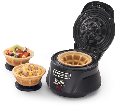 Presto 03500 Belgian Waffle Bowl Maker,Black 03500-Máquina para Hacer gofres belgas, Color Negro, Antiadherente