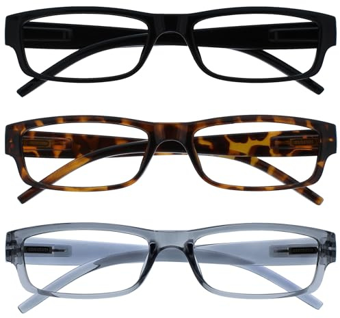 OPULIZE La Société Lunettes De Lecture Noir Brun Gris Léger Confortable Lecteurs Valeur Pack 3 Hommes Femmes RRR32-127 +2,00