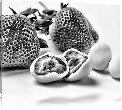 Pixxprint Erdbeeren mit Schokolade umhüllt, Größe: 120x80cm, Leinwandbild, fertig gespannt, Wandbild, Dekoration, Kunstdruck, kein Poster