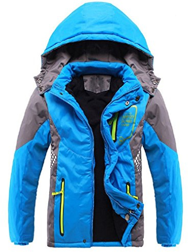 Vinmin Valentina Winter Latest Boys Thicken Fleece Hooded Jacket Warm Quilted Coat Outdoor Blue 12 Height 56 inch 59 inch