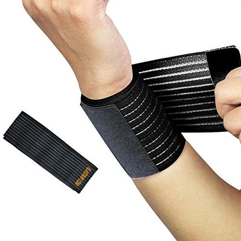 Bande Bandage de compression lymphoedeme Lymphologie Maladie de la lymphe - Manchons Corps Pied Cheville Jambe Cuisse Bras Mains Coude (BANDE POIGNET NOIR 40x7,5 cm)