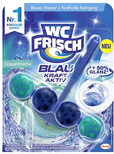 WC-Frisch Kraft Aktiv Blauspüler Ozeanfrische, WC-Reiniger, 1 Stück, Farbspüler mit 50 Prozent mehr Glanz