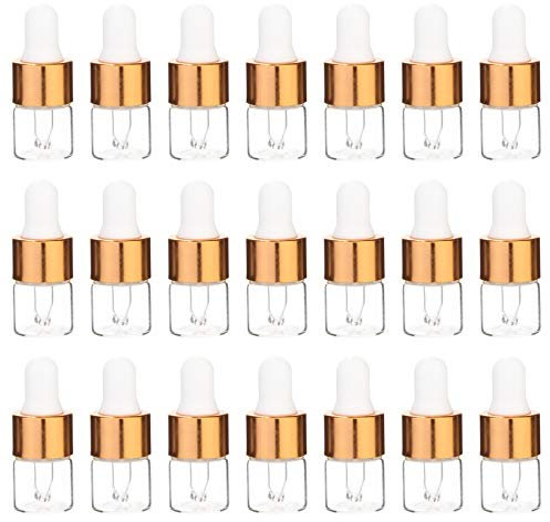 FRCOLOR Mini Pipettenflasche Glas Tropfflasche Tragbare Leere Nachfüllbar Ätherische Öl Flaschen Flüssigkeitsflaschen Kosmetikbehälter 1ML 100 Stück (Transparent)
