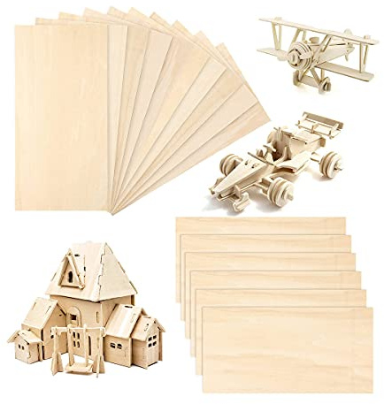 Tiardey 10 Pezzi (200 x 100 x 2 mm) Fogli di Legno di balsa Fogli Sottili di Legno di balsa Tavola di Compensato Non finita per la casa in Legno Fai-da-Te Progetti di Modelli di Navi per Aerei