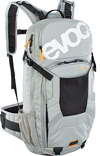 EVOC FR ENDURO 16 Fahrradrucksack, Backpack für Fahrradtouren (LITESHIELD BACK PROTECTOR 95%, Helm-Halterung, Protektoren, Werkzeugfach, Trinkblasenfach 3l, Größe: M/L), Steingrau