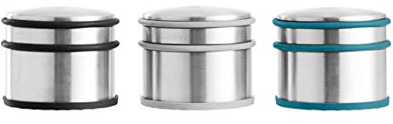 3er Set Türstopper Edelstahl Türpuffer Massiv Je 1,1 kg Boden Puffer Bodentürpuffer Gummipuffer Rutschfest Tür Stopper Gummiert