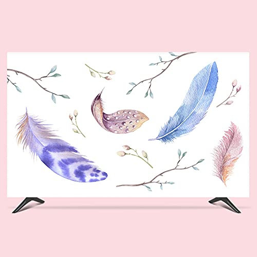 TV cover 19 - 80 22 inch 75 inch Screen TV PC Cover Decorative Hood Curtain Landscape Crane Green Blue (Color : White, Size : 28 inch)