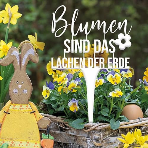 Illumino Gartendeko Beetstecker Dekostecker Blumenstecker mit Schriftzug Gartenpoesie Stecker für Balkonkästen Gartenstecker Terrassen Beet Dekostecker weiß pulverbeschichtet