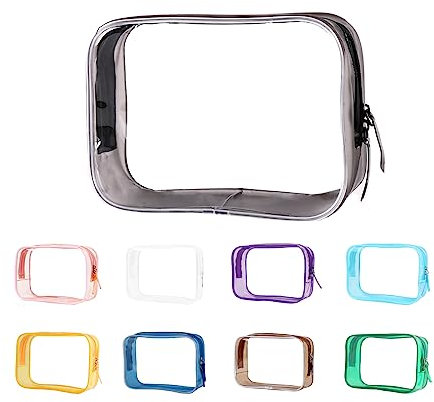 TSA-zugelassener Kulturbeutel – transparente Reisetaschen für Toilettenartikel, Make-up & Kosmetik – Männer & Frauen klein, Schwarz