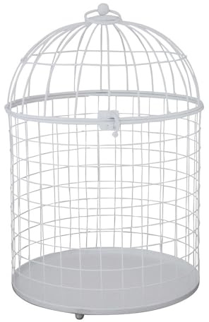 Grafelstein Deko Vogelkäfig Hedwig – Landhausstil Deko, Höhe 38,5 cm, Durchmesser 25,5 cm, Elegante weiße Farbe, vielseitig einsetzbar für Kerzen, Lichterketten & mehr – Zeitlose Dekoration
