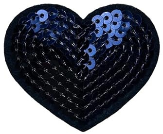 SYSUII 10PCS Bestickte Patches zum Aufbügeln Glitzer Pailletten Herzform Bestickte Aufnäher Bügelflicken Patches Applikation Aufnäheraufkleber für Hut,Jeans,Jacken Rucksäcke,DIY-Zubehör-Navy blau