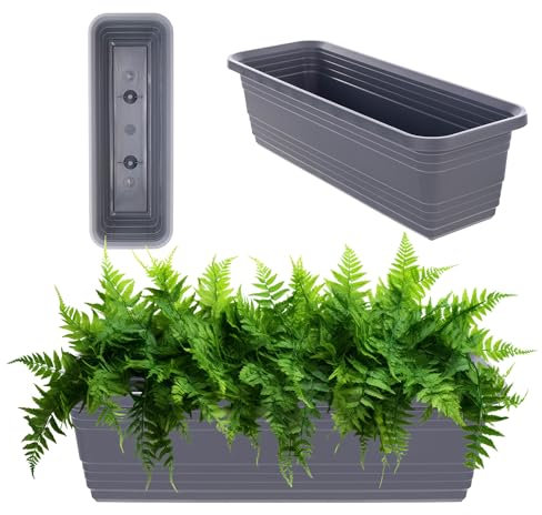 KADAX Jardinière de balcon en plastique résistant aux intempéries, jardinière de balustrade pour la culture de fleurs, d'herbes et de plantes (anthracite, 50 cm), K9975
