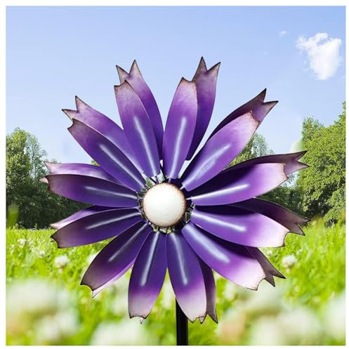 WindmüHlen Garten 149cm Groß Magische WindmüHle Aus Metall Groß XXL Windspiele FüR DraußEn Stehend FüR Den AußEnbereich,Terrasse, Rasen,Purple