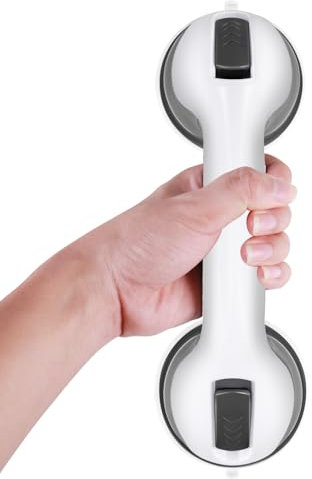 wiipara Haltegriffe für Senioren, Saugnapf Haltegriff Dusche ohne Bohren, 30cm Bad Stützgriff Badewannengriff WC Sauggriff für Senioren Behinderte Ältere Menschen (Grau)