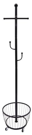 WooDerson Appendiabiti con ruote, appendiabiti autoportante, in metallo con cesto portabiancheria e 6 ganci, per appartamenti, hotel, dormitori (forma di cactus) (oro)