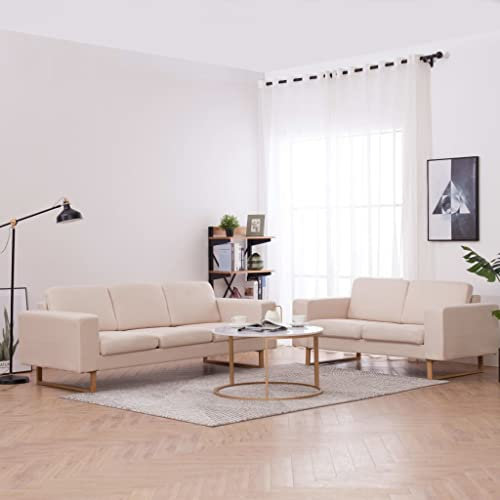LAPOOH 2-TLG. Sofagarnitur, Schlafsofa, Schlafcouch, Sofa Bed, Sofas & Couches, Relaxsofa, Stoff Cremeweiß