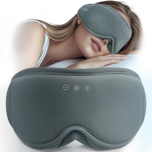 MUSICOZY Schlafmaske, Kopfhörer, 100 % Verdunkelung, 3D-Augenmaske aus Bio-Bambus-Baumwolle, für Reisen und erholsamen Schlaf, Schichtarbeit, Bluetooth 5.4, Schlaf-Kopfhörer, cooles Gadgets, Geschenk