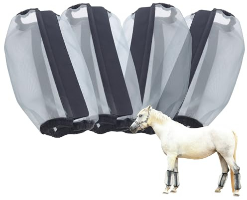Fliegenstiefel Pferd 4er Set, Atmungsaktive Fliegenbeinschützer Sommer | Feinmaschiges Mesh, atmungsaktiv und leicht, schützt Pferdebeine vor Fliegen und hilft, Stampfen im Sommer zu reduzieren