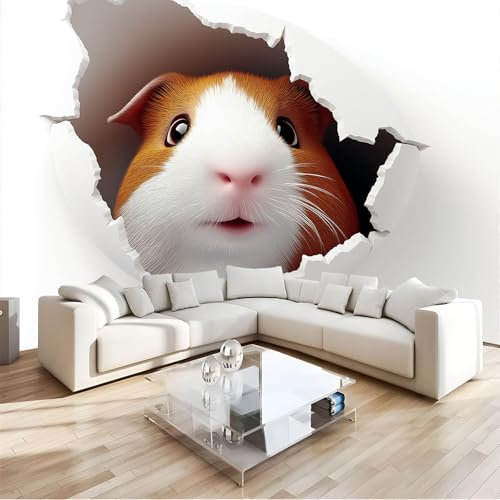 JEDTAKCT 350X256Cm Seidetapete 3D Hamstertapete Elegance Tapete Im Niedliche Tiere Design Tapete Wandtapete Wohnzimmer Schlafzimmer Flur Strukturtapete
