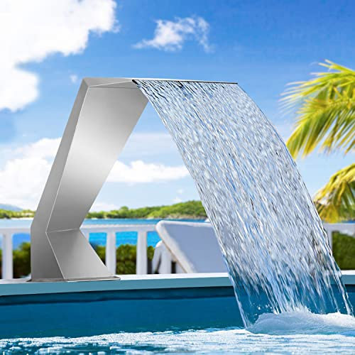 PLMNBQWE Fontaine en Acier Inoxydable pour Piscine Cascade Déversoir de Cascade Arroseur de Piscine Fontaine d'eau pour Jardin extérieur Patio Piscine