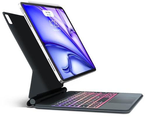 JADEMALL Magic Keyboard iPad Air 11 M2 2024 Tastatur, Freischwebendes Stand Design, Beleuchtete Magische Tastatur mit Trackpad für iPad Pro 11 Zoll 4./3./2. und Air 5./4. Gen